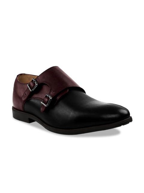 

RAPAWALK Men Burgundy & Black Standard Width Leather Formal Monks