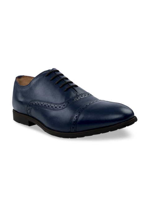 

RAPAWALK Men Blue Standard Width Leather Formal Oxfords