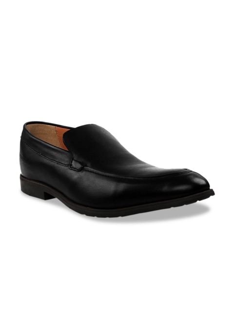 

RAPAWALK Men Black Standard Width Leather Formal Slip-Ons