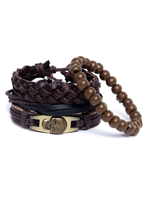 

Alvaro Castagnino Black & Brown Leather Handcrafted Wraparound Bracelet