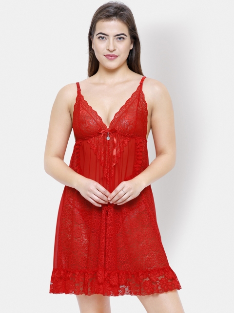 

FashionRack Red Solid Baby Doll 1323
