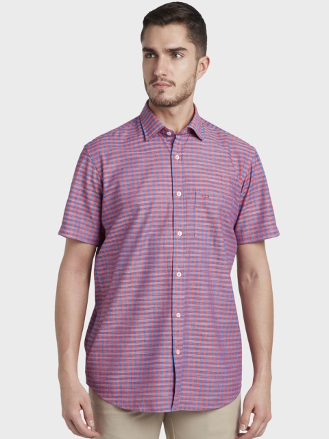 

ColorPlus Men Red & Blue Slim Fit Checked Casual Shirt