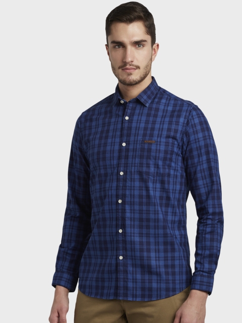 

ColorPlus Men Blue Regular Fit Checked Casual Shirt