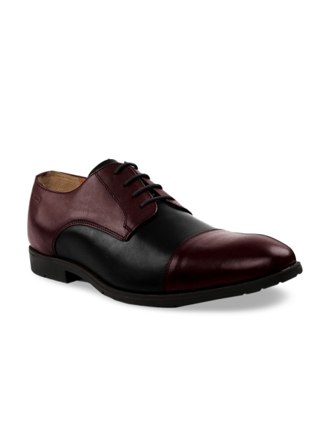 

RAPAWALK Men Burgundy & Black Standard Width Leather Formal Derbys