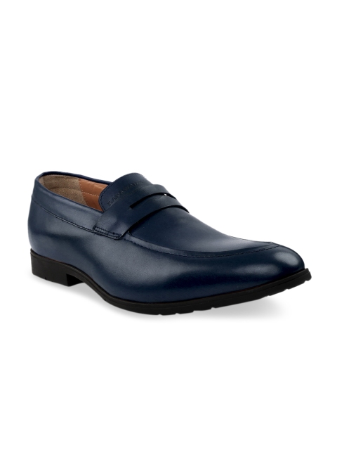 

RAPAWALK Men Blue Standard Width Leather Formal Slip-Ons