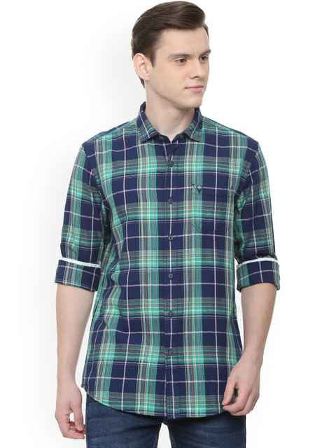 

Solly Jeans Co. Men Blue Slim Fit Checked Casual Shirt