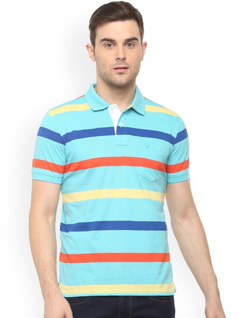 

Allen Solly Men Blue Striped Polo Collar T-shirt