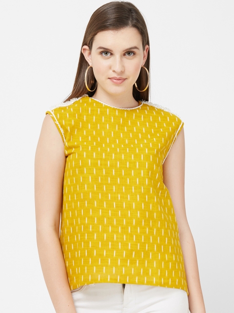 

Soie Women Mustard Yellow Printed Top