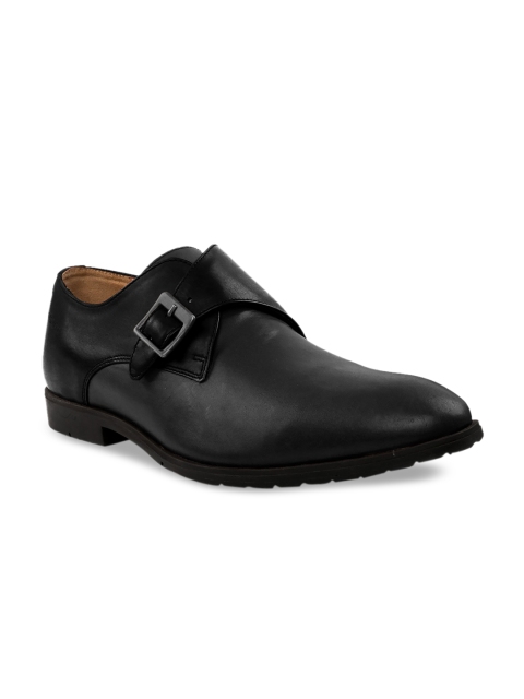 

RAPAWALK Men Black & Grey Standard Width Leather Formal Monks
