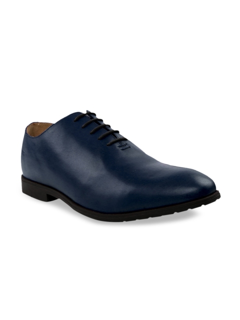 

RAPAWALK Men Blue Standard Width Leather Formal Oxfords