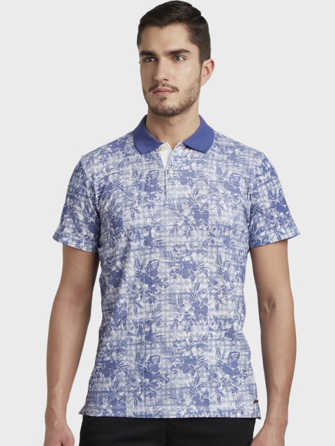 

ColorPlus Men Blue Printed Polo Collar T-shirt