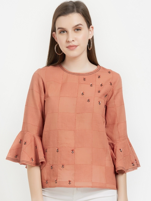

Soie Women Brown Checked Top
