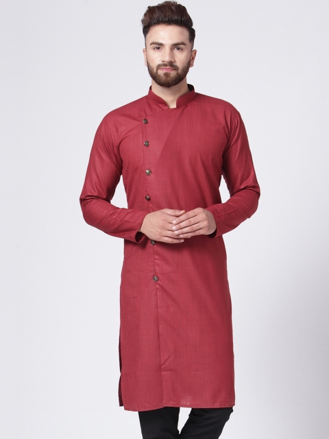 

Jompers Men Maroon Solid Straight Kurta