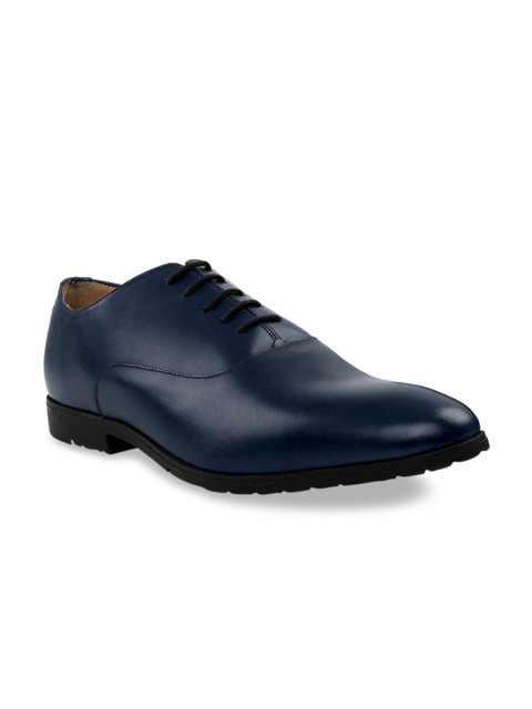 

RAPAWALK Men Blue Standard Width Leather Formal Oxfords
