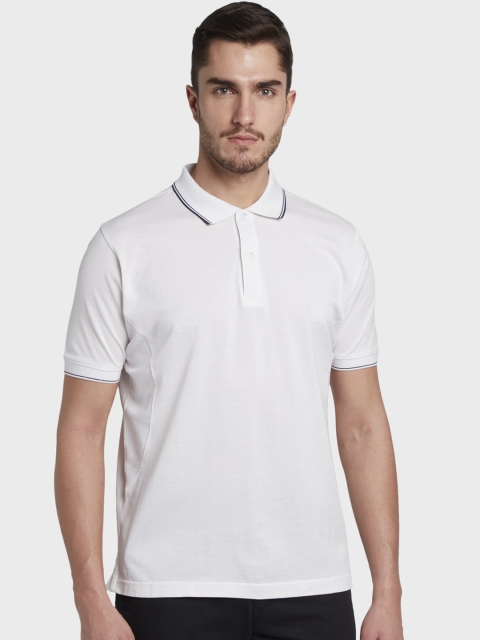 

ColorPlus Men White Solid Polo Collar T-shirt