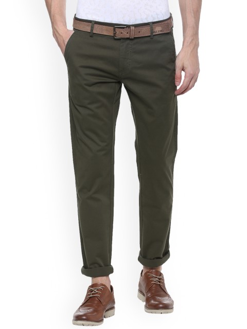 

Allen Solly Men Olive Green Slim Fit Solid Regular Trousers