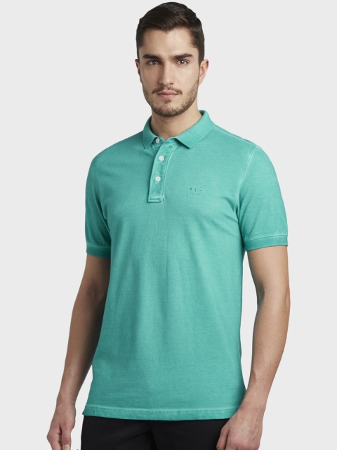 

ColorPlus Men Green Solid Polo Collar T-shirt