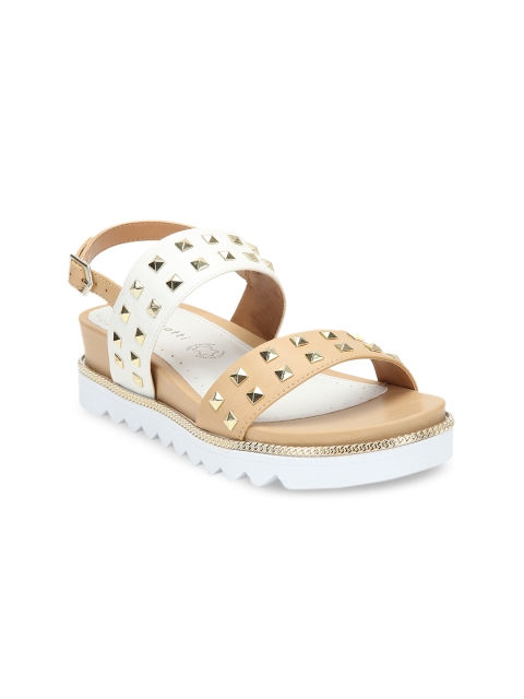 

Bugatti Women Beige Colourblocked Open Toe Flats