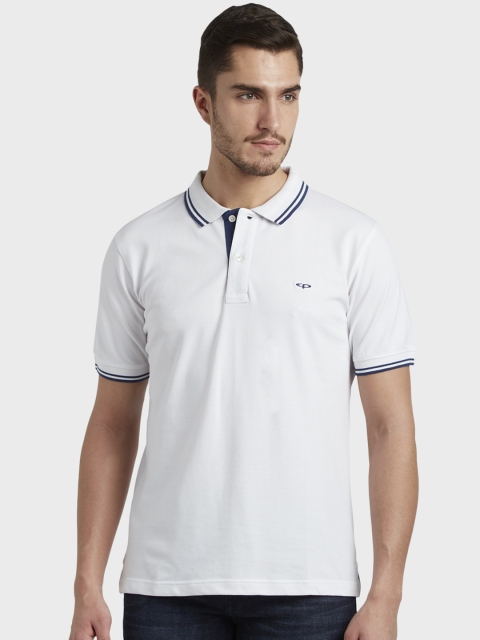 

ColorPlus Men White Solid Polo Collar T-shirt