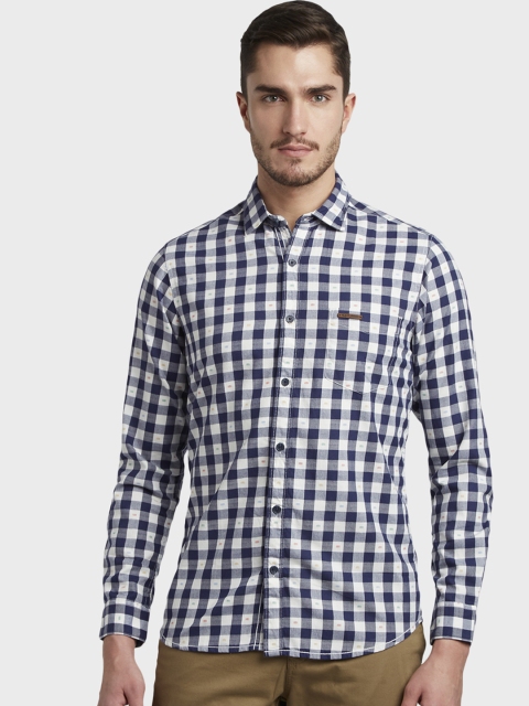 

ColorPlus Men Blue Regular Fit Checked Casual Shirt