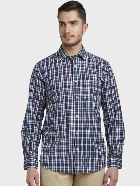 

ColorPlus Men Blue & Red Slim Fit Checked Casual Shirt