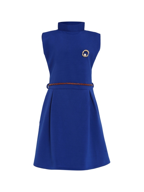 

Kidling Girls Navy Blue Solid Fit and Flare Dress