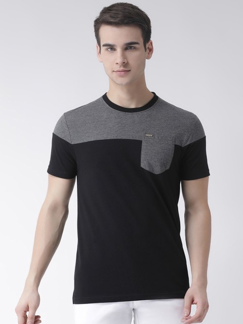 

Club York Men Black Colourblocked Round Neck T-shirt