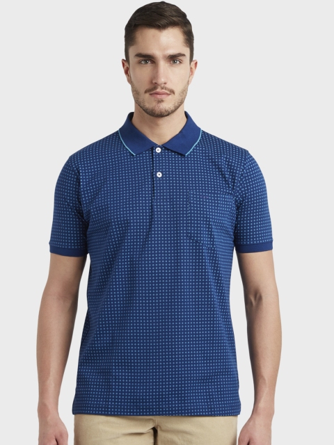 

ColorPlus Men Blue Printed Polo Collar T-shirt