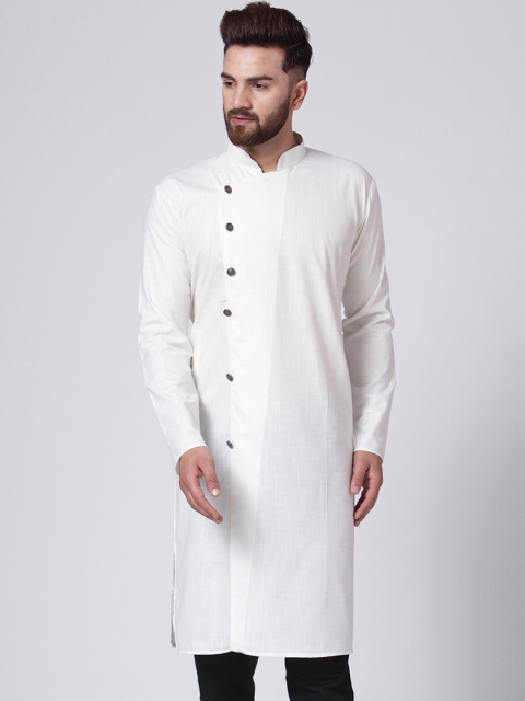 

Jompers Men White Solid Straight Kurta
