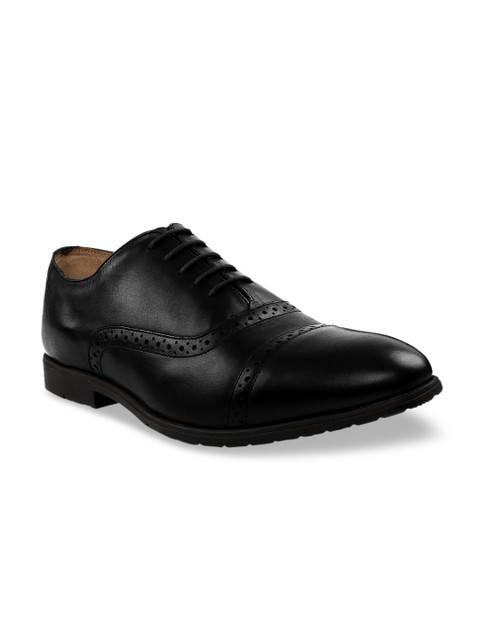 

RAPAWALK Men Black Standard Width Leather Formal Oxfords