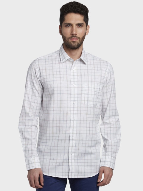

ColorPlus Men White Slim Fit Checked Casual Shirt