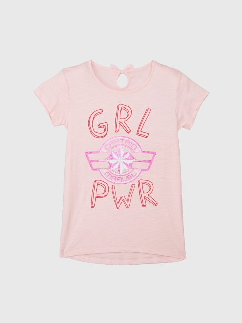 

Kids Ville Captain Marvel featured Pink Tshirt for Girls