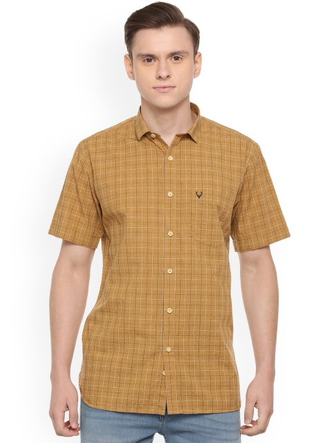 

Allen Solly Men Mustard Yellow Regular Fit Checked Casual Shirt