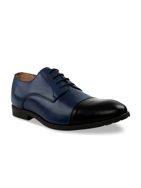 

RAPAWALK Men Blue & Black Standard Width Leather Formal Derbys