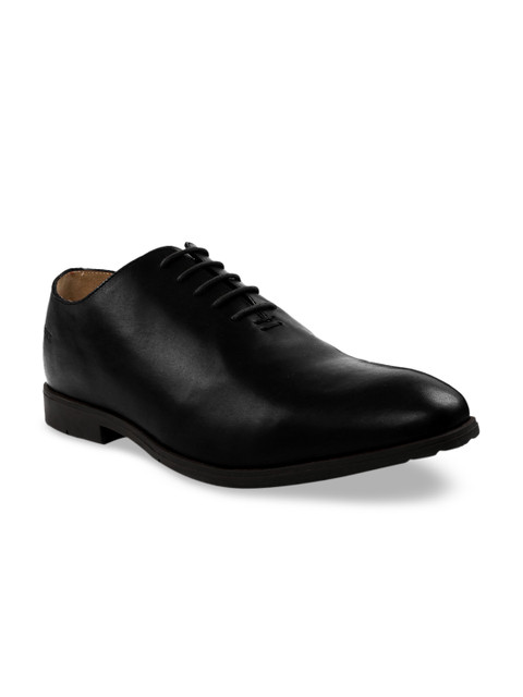 

RAPAWALK Men Black Standard Width Leather Formal Oxfords