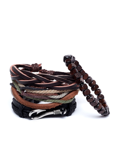 

Alvaro Castagnino Black Leather Set of 4 Wraparound Bracelets