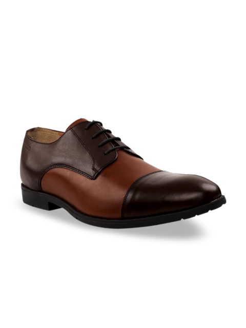 

RAPAWALK Men Brown & Tan Brown Standard Width Leather Formal Derbys