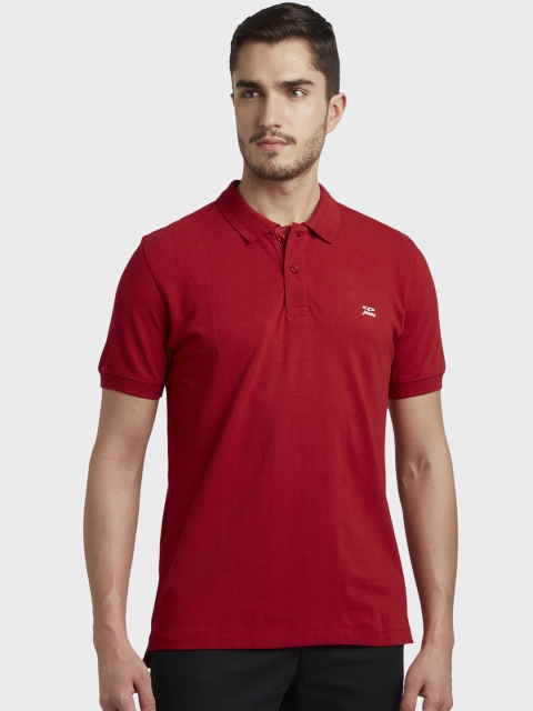 

ColorPlus Men Red Solid Polo Collar T-shirt