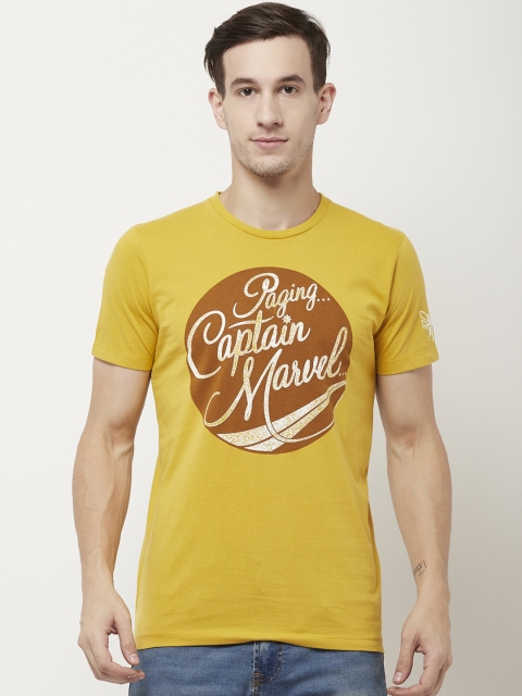 

Captain Marvel By Free Authority Tawny Olive Men's Half Sleeve T-shirt, Yellow
