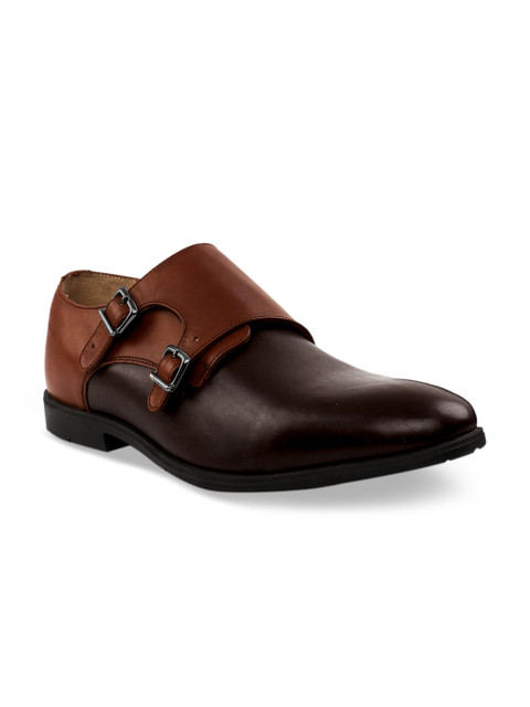

RAPAWALK Men Tan Brown Standard Width Leather Formal Monks