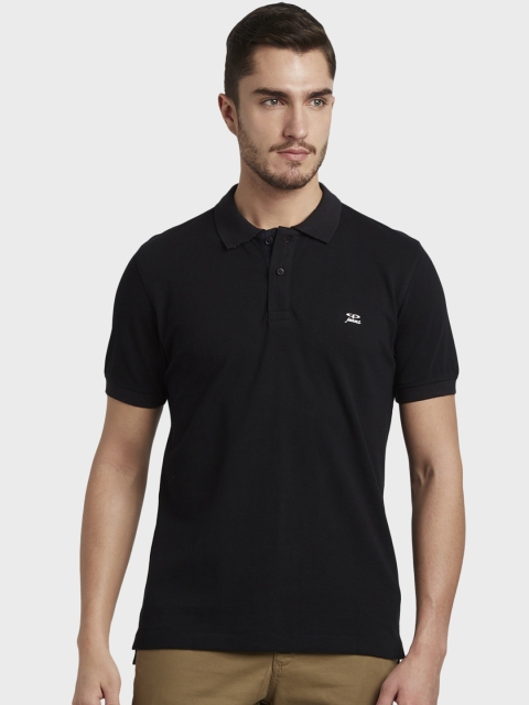 

ColorPlus Men Black Solid Polo Collar T-shirt