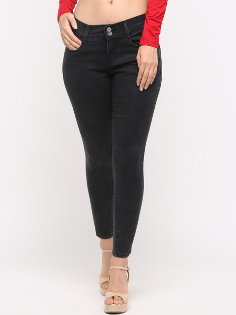 

ZHEIA Women Black Skinny Fit Mid-Rise Clean Look Jeans