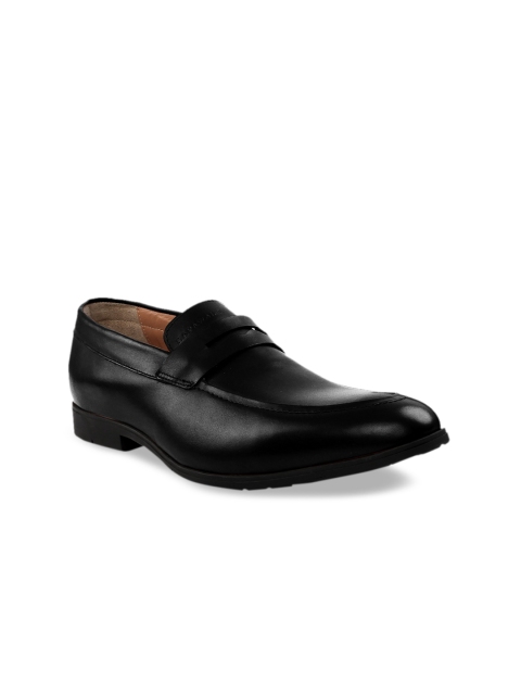

RAPAWALK Men Black Standard Width Leather Formal Slip-Ons