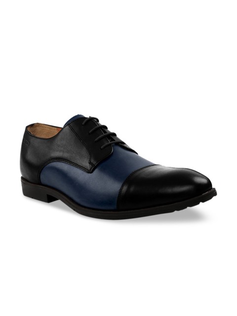 

RAPAWALK Men Black & Blue Standard Width Leather Formal Derbys
