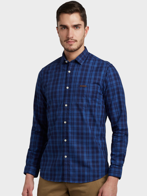 

ColorPlus Men Blue Regular Fit Checked Casual Shirt
