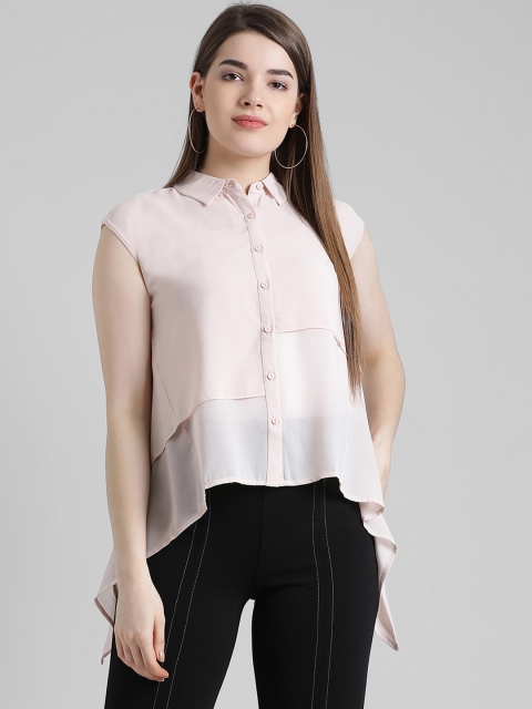 

Zink London Women Cream-Coloured Solid Casual Shirt