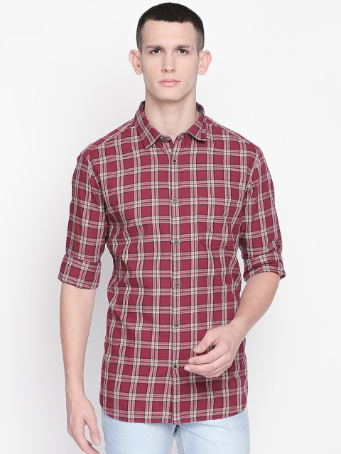 BYFORD by Pantaloons Men Red Slim Fit Checked Casual Shirt