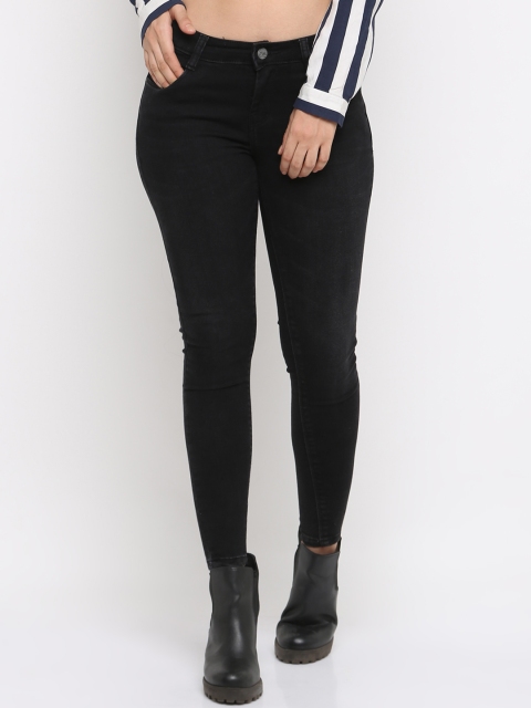 

ZHEIA Women Black Skinny Fit Mid-Rise Clean Look Jeans