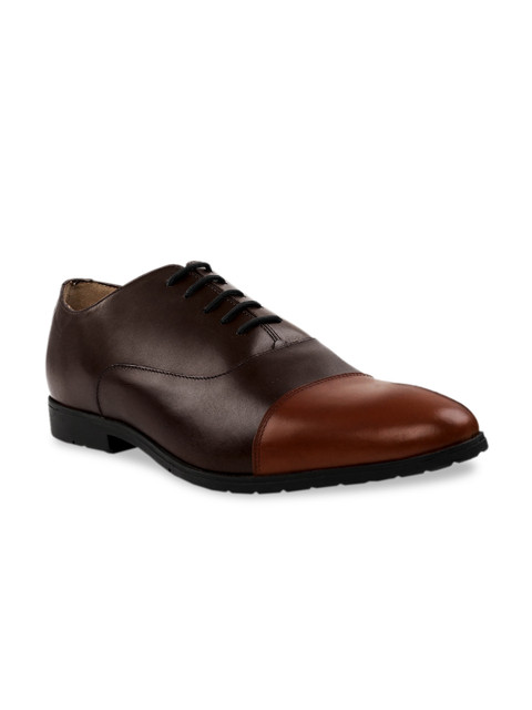 

RAPAWALK Men Brown & Tan Standard Width Leather Formal Oxfords