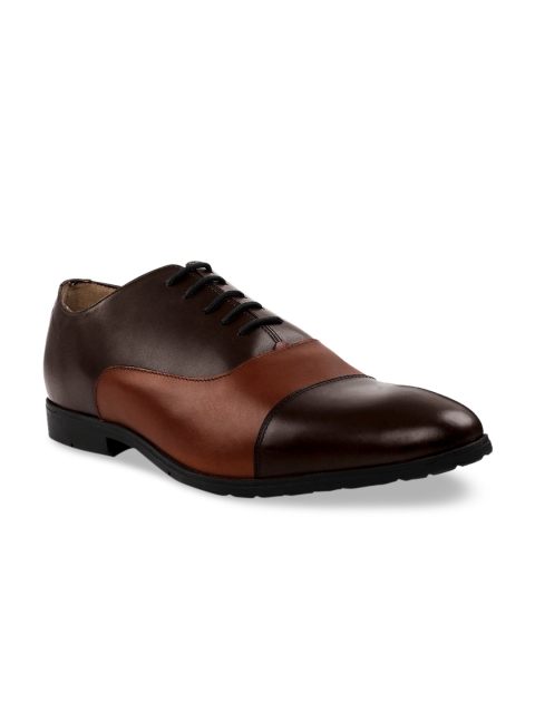 

RAPAWALK Men Brown & Tan Standard Width Leather Formal Oxfords